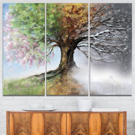 Design Art Tree with Four Seasons Tree Painting Canvas Art Print ...