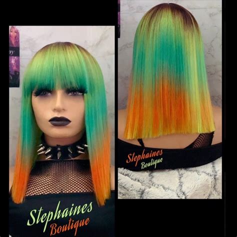 Human Hair Blended No lace front bang wig | Lace wigs, Dyed hair, Human ...