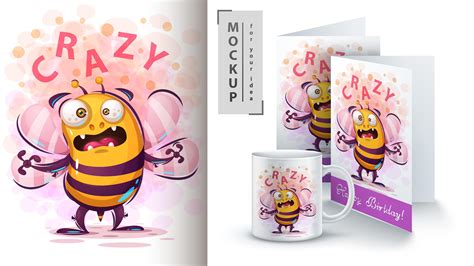 Cute Crazy Bee Design Poster 701228 Vector Art at Vecteezy