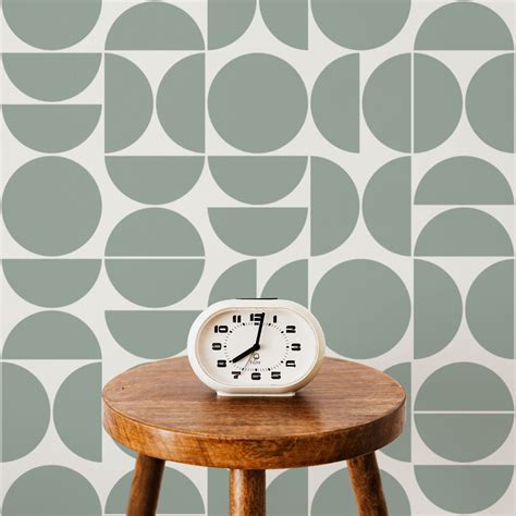 Sage Green Geometric Removable Wallpaper | Livettes | Livettes Wallpaper