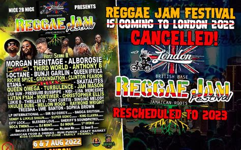 Reggae Jam Festival in London Cancelled - Rescheduled to 2023