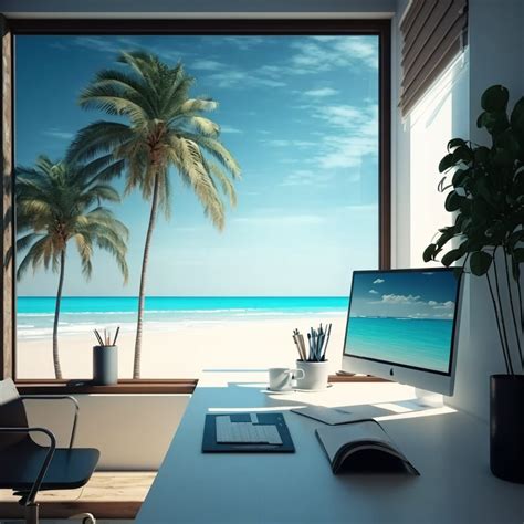 Zoom Background Office on the Beach (Download Now) - Etsy