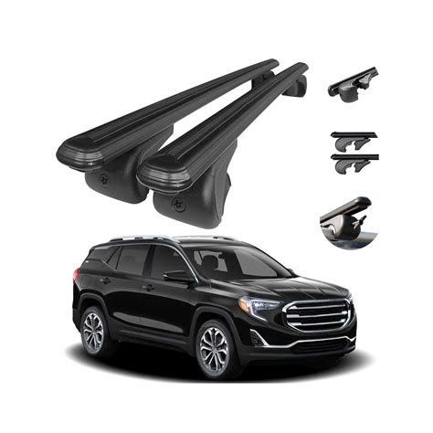 Roof Rack Cross Bars Luggage Carrier Alu. Black Set Fits GMC Terrain 2018-2022Default Title ...