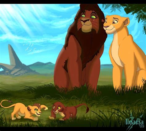 Kovu, Kiara, and cubs | Lion king pictures, Lion king art