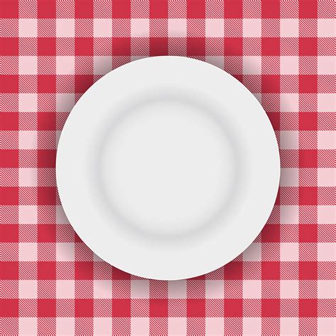 White plate on a table cloth 204252 Vector Art at Vecteezy