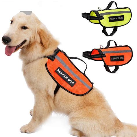 Safe Reflective Service Dog Vest Harness Mesh Breathable Orange Pet Dog Service Vest Work ...