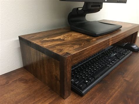 LED 26" Computer Monitor Riser Stand in Rustic Hardwood Rustic Feel ...