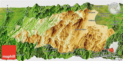 Physical Panoramic Map of Churachandpur, satellite outside