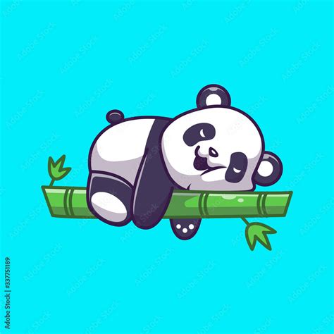 Cute Panda Sleeping Bamboo Vector Icon Illustration. Panda Mascot ...