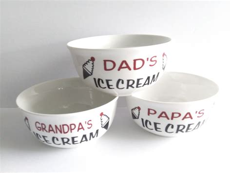 Personalized Ice Cream Bowls Ceramic and Vinyl Bowl Ice - Etsy