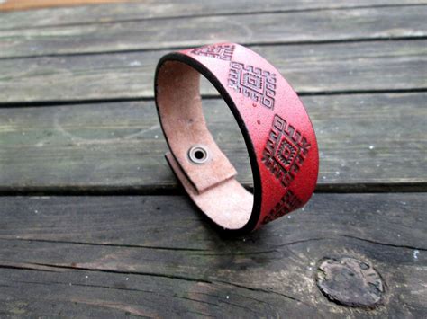 Leather Bracelethandmade Patternshand Engravinghandcrafted - Etsy