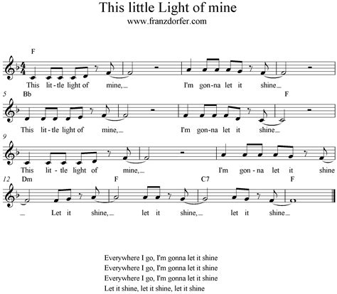 This Little Light Of Mine Hymn Sheet Music | Shelly Lighting