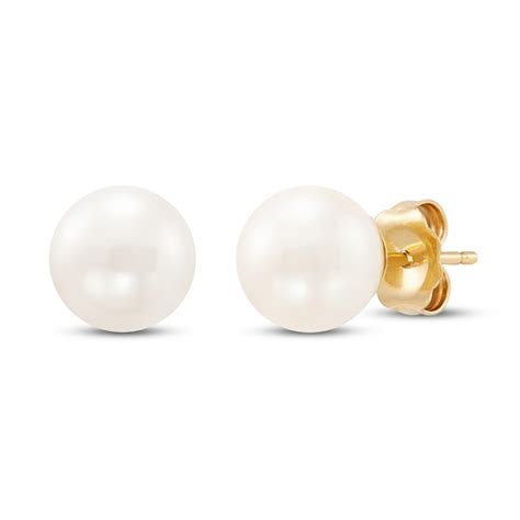 Jared Cultured Pearl Stud Earrings 14K Yellow Gold | Pearl Wise