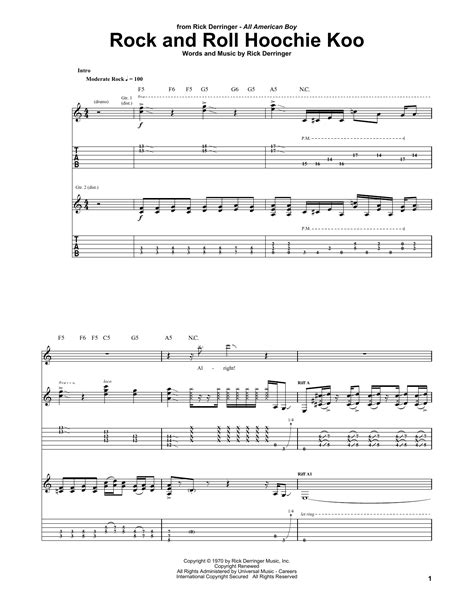 Rock And Roll Hoochie Koo by Rick Derringer - Guitar Tab - Guitar ...