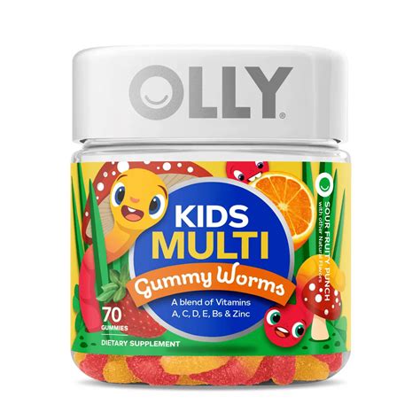 Olly Kids Multivitamin Gummy Worms, Blend of Vitamins, 70ct - Walmart.com - Walmart.com