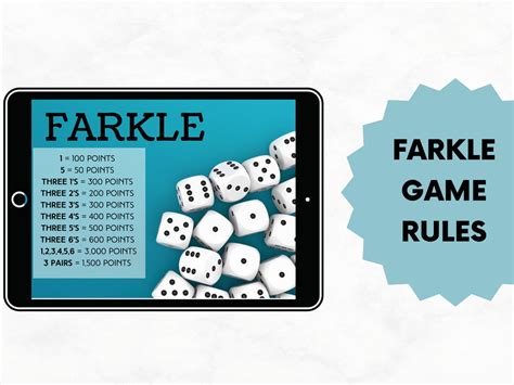 Farkle Rules Download Dice Game PDF Printable - Etsy