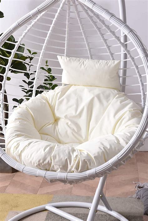 Breeze White Rattan Effect Hanging Egg Chair - White | Hanging egg ...