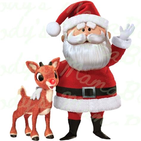 Rudolph the Red Nosed Reindeer Vintage and Santa Claus Rudolph Cartoon PNG Digital Design File ...