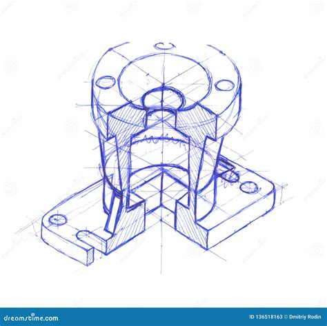 Mechanical Engineering Drawing. Sketch Drawing Engineering Parts ...