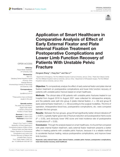 (PDF) Application of Smart Healthcare in Comparative Analysis of Effect of Early External ...