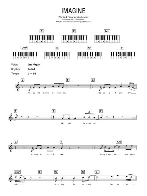 Imagine (Piano Chords/Lyrics) - Print Sheet Music Now