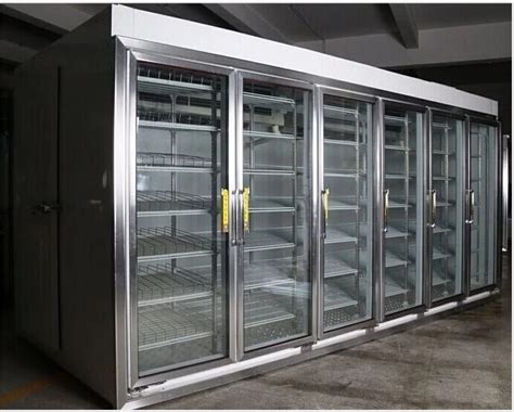 Glass door commercial supermarket walk in cooler beverage milk display refrigerator