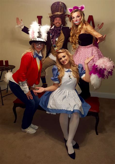 Bunny mad hatter Cheshire Cat and Alice in wonderland Halloween costume ...