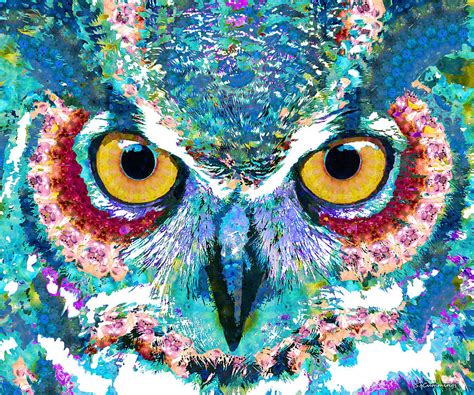 Colorful Owl Art - Spirit Animal - Sharon Cummings Painting by Sharon Cummings - Pixels