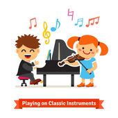 Kids playing piano — Stock Vector © artisticco #8909120