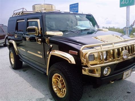 STRANGE CUSTOM H2 HUMMER - BLACK WITH ALL TRIM - RACKS - BUMPERS - WHEEL IN GOLD ...