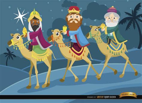 Three Wise Men Journey Camels - Vector Download