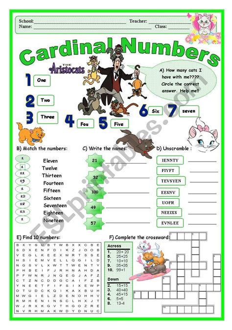 Cardinal Numbers - ESL worksheet by Melly Poulain