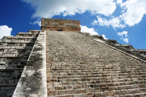 Kukulkan Pyramid in Chichen-Itza by Blue Sky Stock Image - Image of cloud, yucatan: 12268677