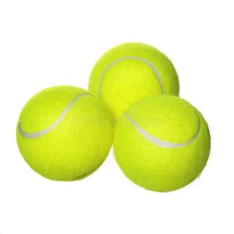 Tennis Balls Isolated On White Background. Closeup Stock Image - Image of competition, front ...