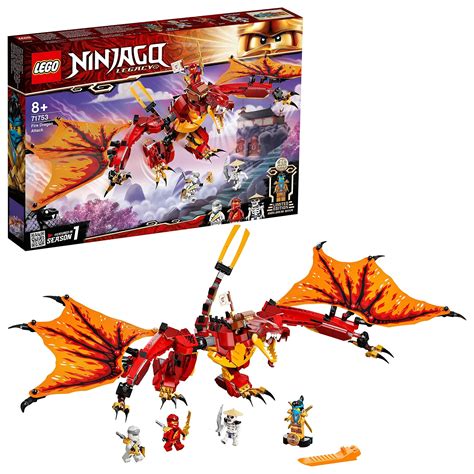 Buy LEGO 71753 NINJAGO Legacy Fire Dragon Attack Toy with Kai, Zane and Nya Minifigures, Ninja ...