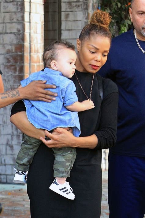 Janet Jackson carries her baby boy Eissa in her arms after having lunch at The Ivy in West ...