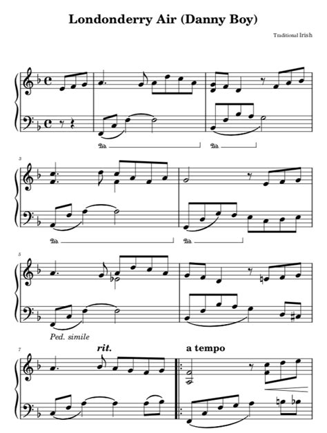 Danny Boy - Easy Sheet Music for Free in PDF - La Touche Musicale