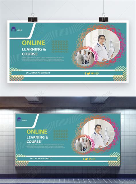 Online study distance education technology billboard banner template image_picture free download ...