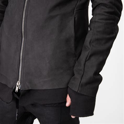 BLACK HOODED CALF LEATHER JACKET|wolfensson