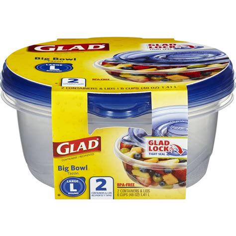 Glad Food Storage Containers - Big Bowl Container - 48 oz - 2 ...