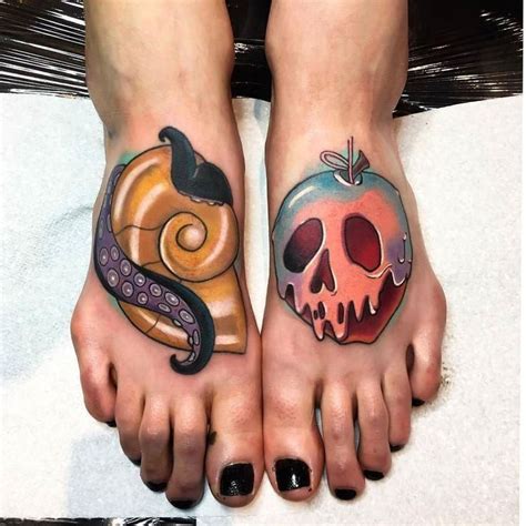 Disney Villain tattoo. Evil Queen poison apple. Ursula shell | Foot ...