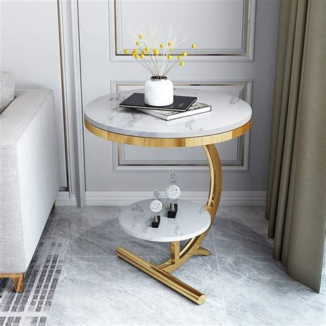 QLJJSD Luxury Marble Sofa Side Table Corner Table Living Room Sofa End ...