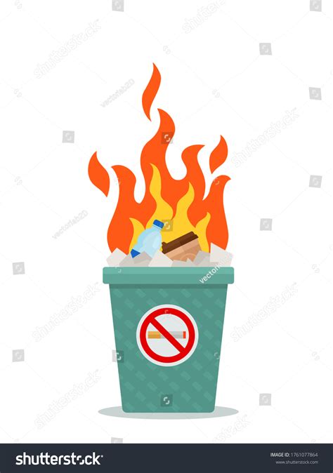 Fire Trash Can Garbage Caught Fire Stock Vector (Royalty Free ...