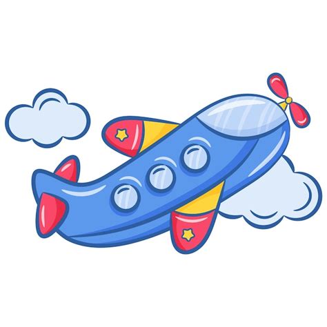 Premium Vector | Plane cute drawing for school flash card