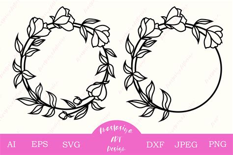 Flower Circle Frame Svg Cut File Wreath Monogram Clipart F F | Hot Sex ...