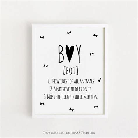 Baby Boy Quotes Sayings Wall Art Printable Poster Black and White Minimalist Cute Nursery Wall ...