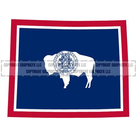 Wyoming Flag State Shape Vector .eps, .dxf, .svg .png. Vinyl Cutter Ready, T-shirt, CNC Clipart ...