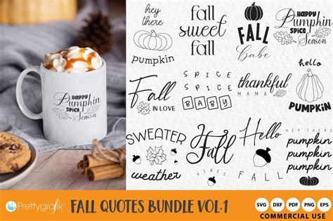 Fall Quotes SVG Bundle, SVG Files, DXF, Clipart Commercial Use, Clipart ...