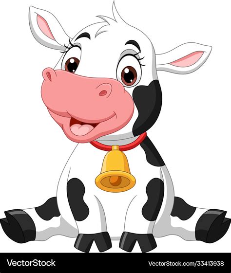 Cute baby cow cartoon sitting Royalty Free Vector Image