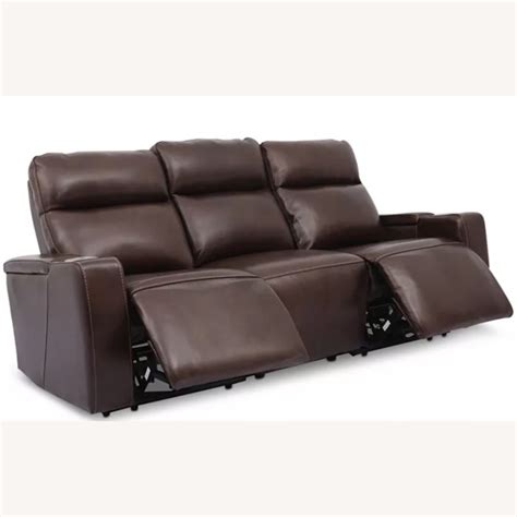 Macy's Leather Sofa With Power Recliners - AptDeco